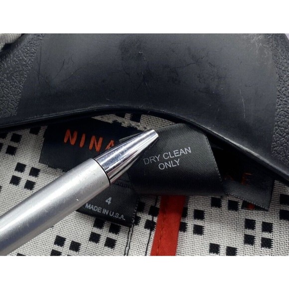 Nina McLemore Blazer Size 4 Career Blue Contrast Print Geometric Button - Picture 9 of 11